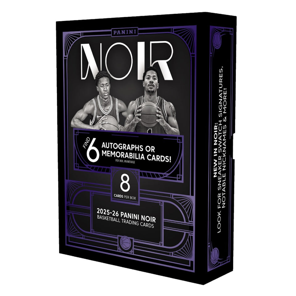 Official 2025–26 Panini Noir Basketball Hobby box artwork