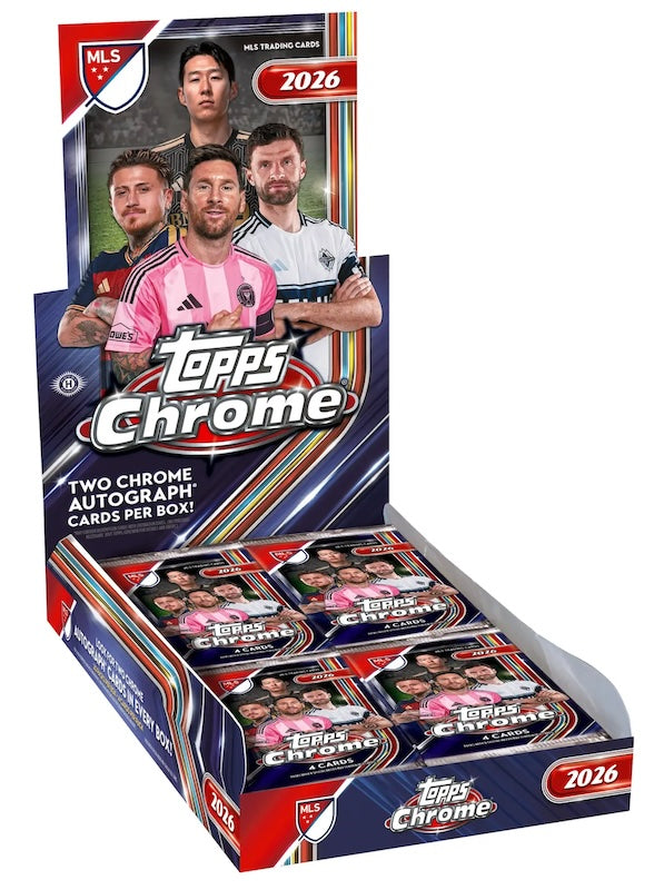 Official 2026 Topps Chrome MLS Hobby box artwork