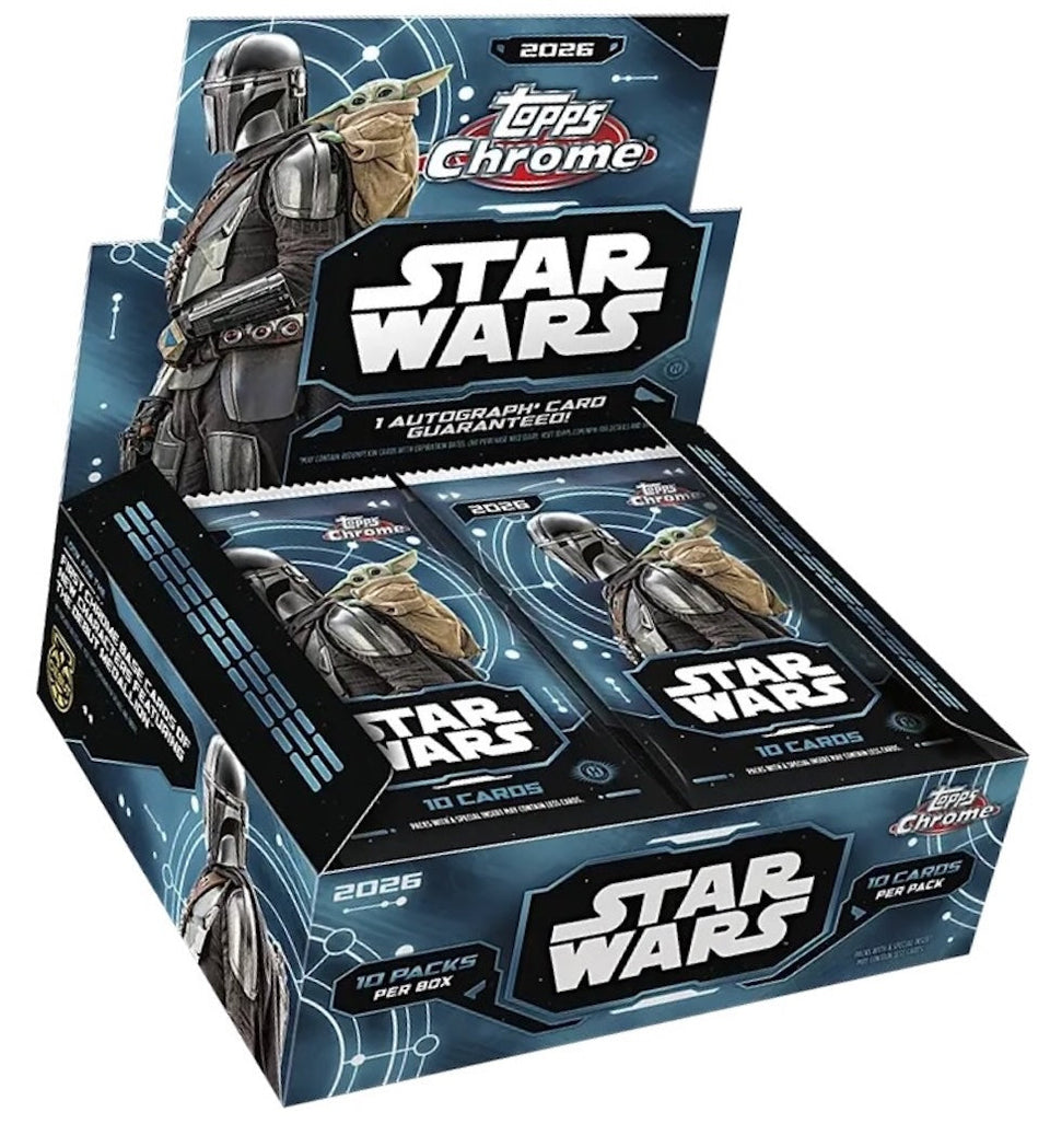 Official 2026 Topps Chrome Star Wars Hobby box and packs