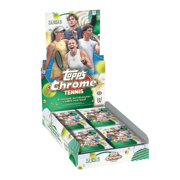 2026 Topps Chrome Tennis official Hobby box packaging and packs