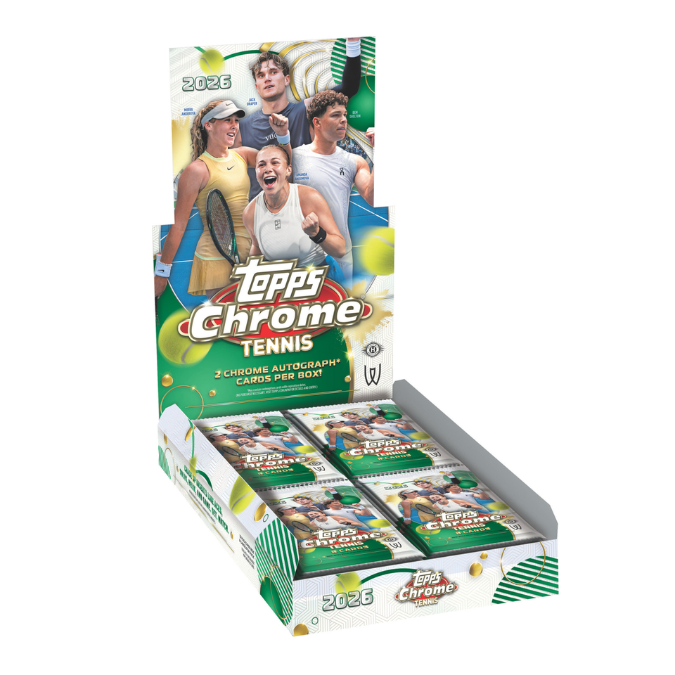 2026 Topps Chrome Tennis official Hobby box packaging and packs