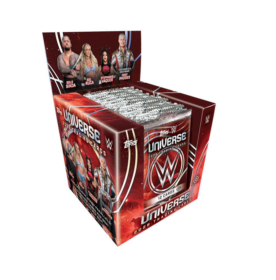 Official 2026 Topps Universe WWE Hobby box artwork