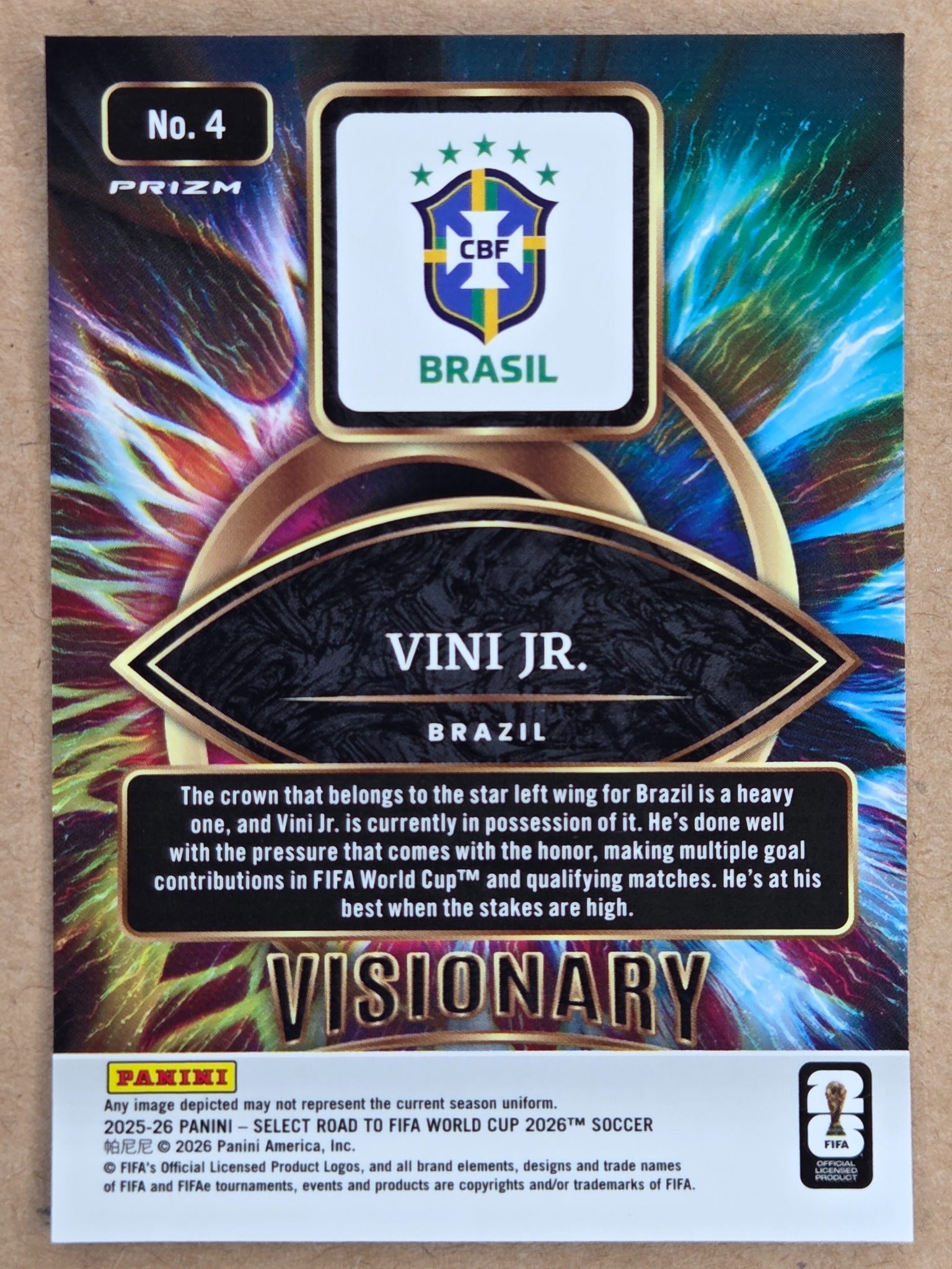 2025-26 Panini Select Road to FIFA World Cup Vini Jr Visionary 4 back