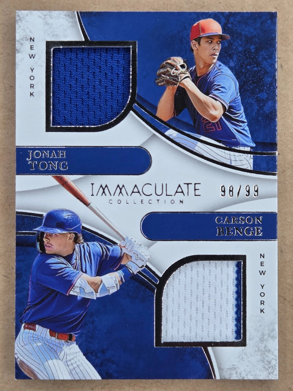 2026 Panini Immaculate Jonah Tong Carson Benge Dual Patch 98/99 front